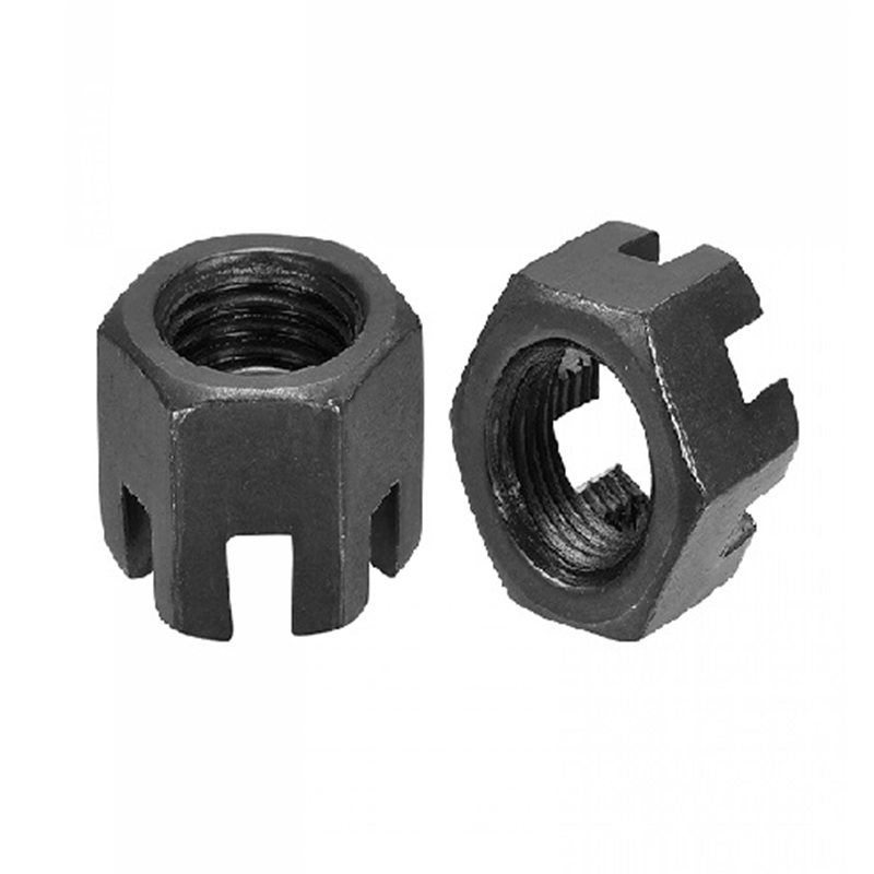 M16×1.5 Graad 4.8 Koolstofstaal Zwart Oxide Gegleufde Kroonmoer DIN 935 M16×1.5 Graad 4.8 Koolstofstaal Zwart Oxide Gegleufde Kroonmoer DIN 935